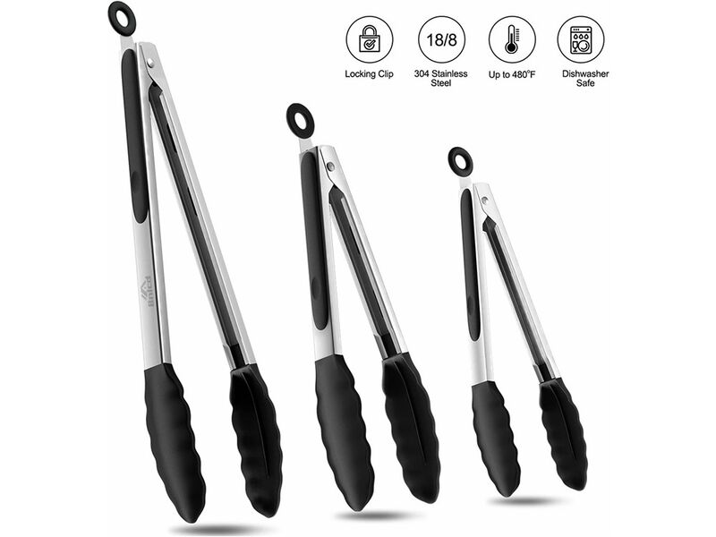 Bnlcd Kitchen Tongs, Premium Stainless Steel Locking Cooking Tongs