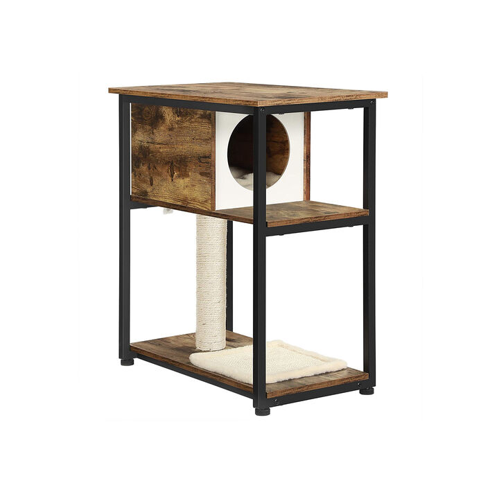 End Table Cat Tree - Cat Tower with Integrated Scratching Post and Mat
