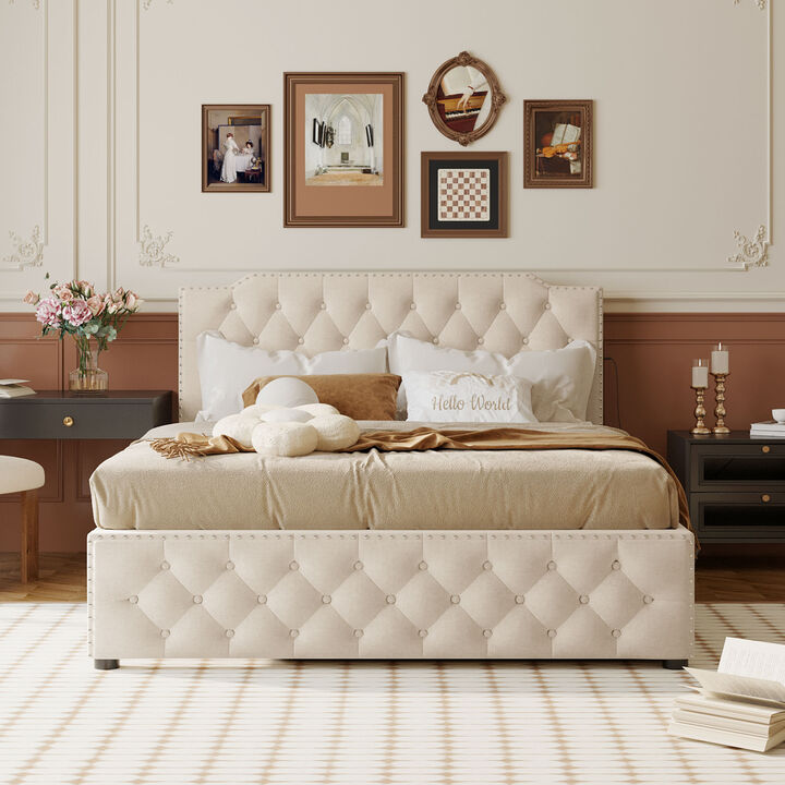 Merax Upholstered Platform Bed with USB Ports