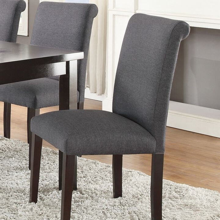 Blue Grey Polyfiber Dining Chairs Set Of 2
