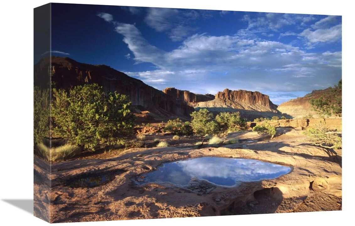 Water pothole at Panorama Point, Capitol Reef National Park, Utah-Canvas Art-16x12