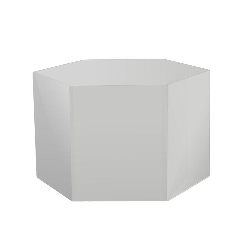 Cid Keli 15 Inch Modular End Table, Small, Glossy, Light Gray-Benzara