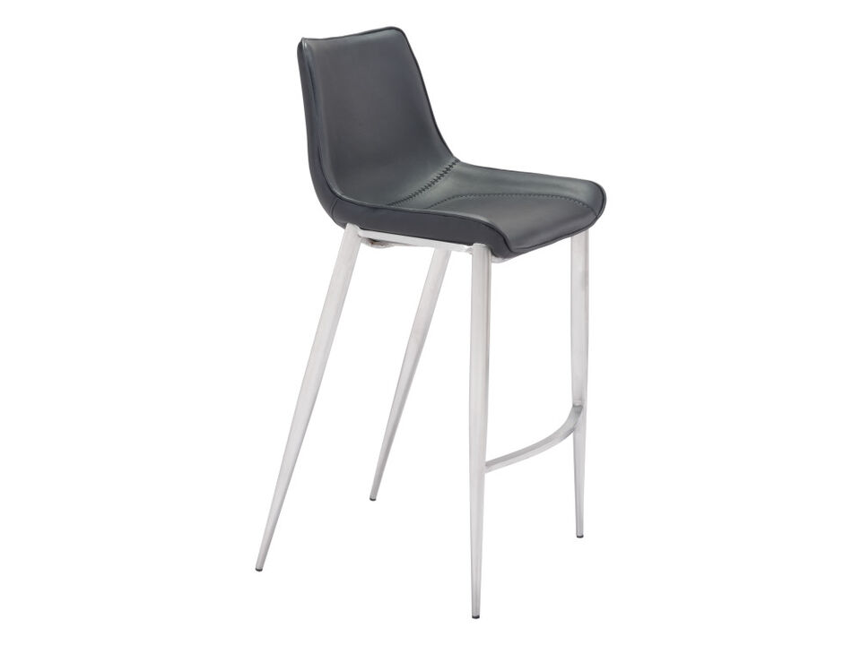 Magnus Barstool (Set of 2) Black & Silver