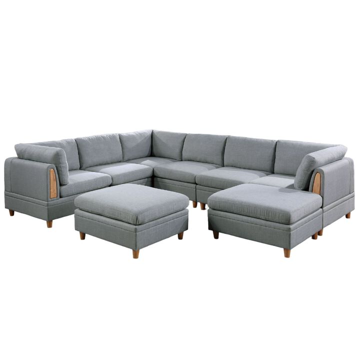 Living Room Furniture 8pc Sectional Sofa Set Fabric Couch