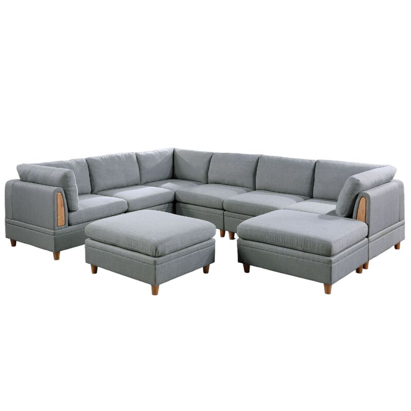 Living Room Furniture 8pc Sectional Sofa Set Fabric Couch