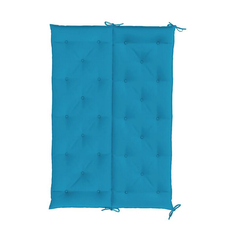 Claire Outdoor Cushion for Bench, 59 Inch Button Tufted Blue Fabric  - Benzara