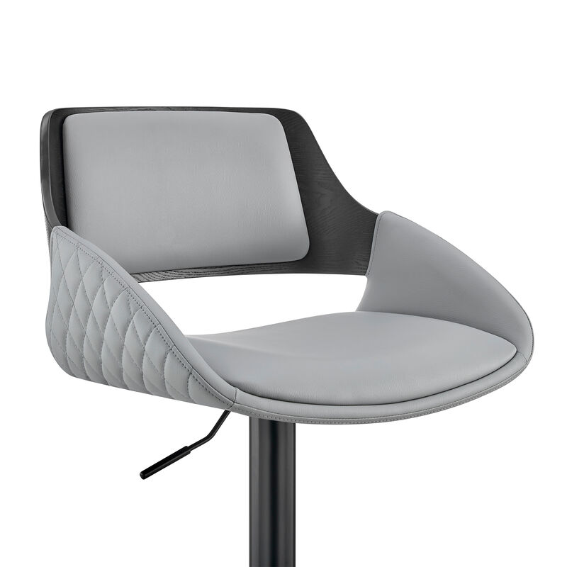 Colby Adjustable Gray Faux Leather and Black Finish Stool