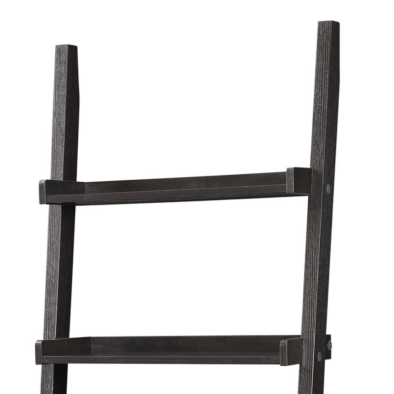 Sleek Wooden Ladder Bookcase with 5 Shelves, Brown-Benzara