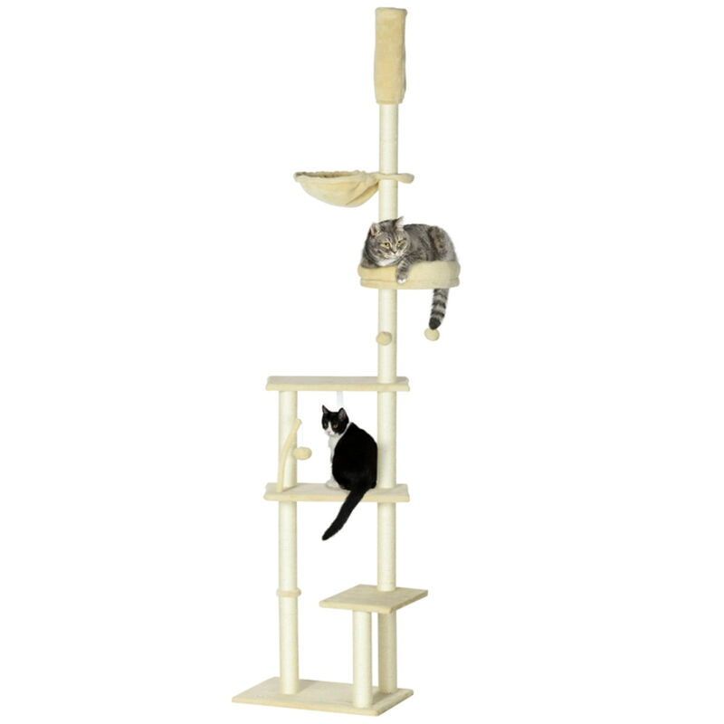 Cat Tree Climbing Tower with Scratching Poles and Cozy Perches for Active Cats