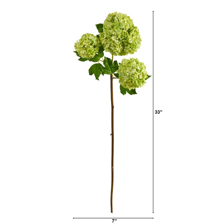 Nearly Natural 33-in Snowball Hydrangea Artificial Flower (Set of 2)