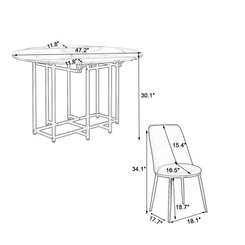 Merax 5-Piece Extendable Kitchen Dining Table Chairs Set