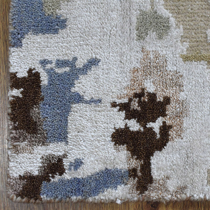 Rugsotic Carpets Hand Knotted Bamboo Silk & Wool 6'x9' Area Rug Abstract Beige NWS120