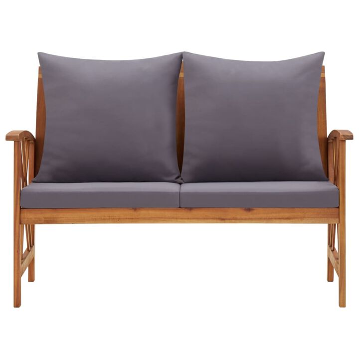 vidaXL Garden Bench with Cushions 46.9" Solid Acacia Wood
