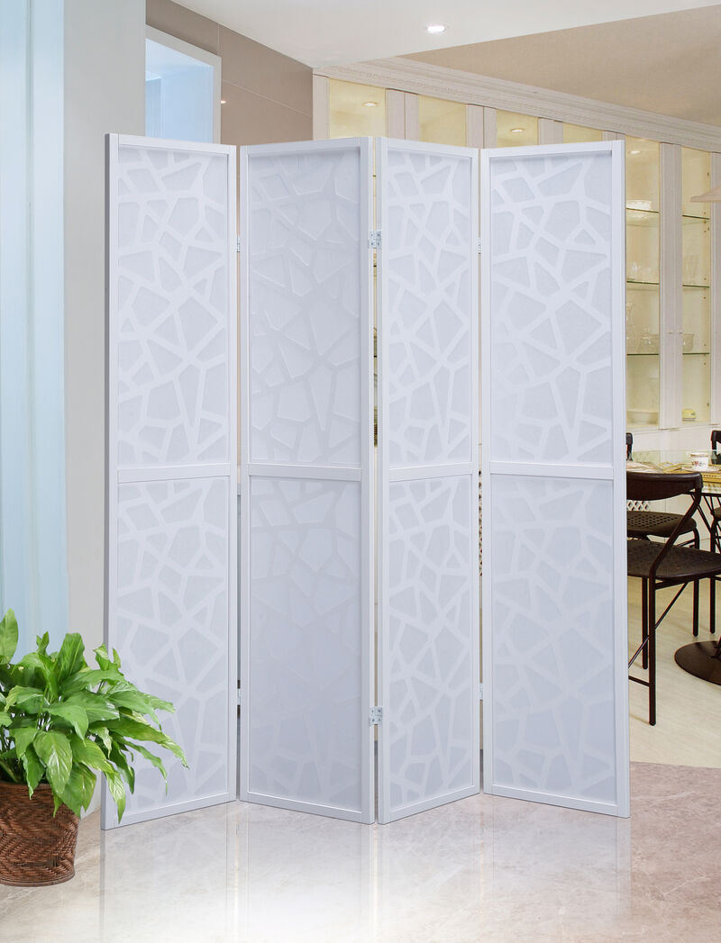 Streamdale Giyano 4 Panel Screen Room Divider, White