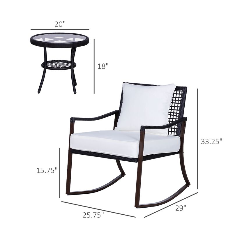 Brown Rattan Relaxation: 3-Piece Rocking Set with Side Table