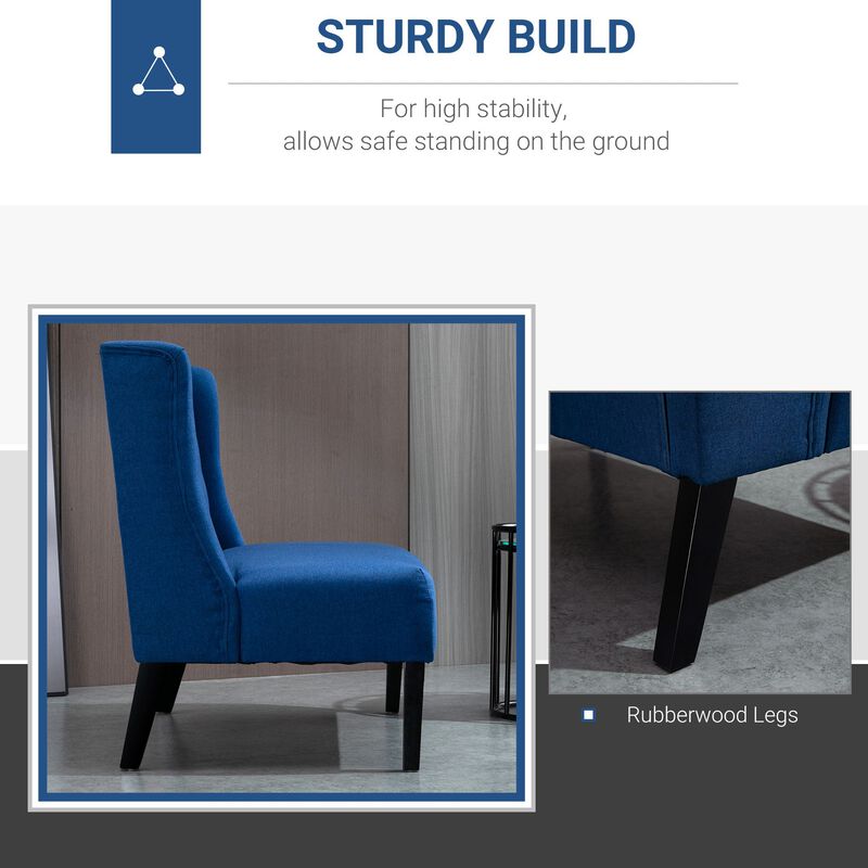 Blue Living Room Duo: Wingback Loveseat with Button Tufting