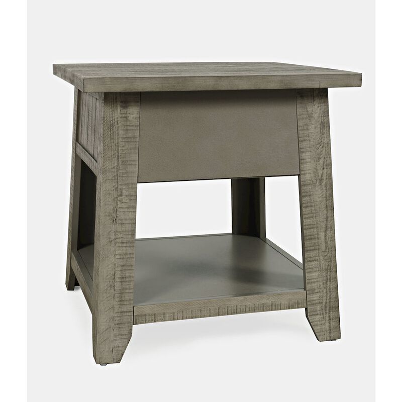 Jofran Telluride Rustic Farmhouse Solid Wood End Table with Storage