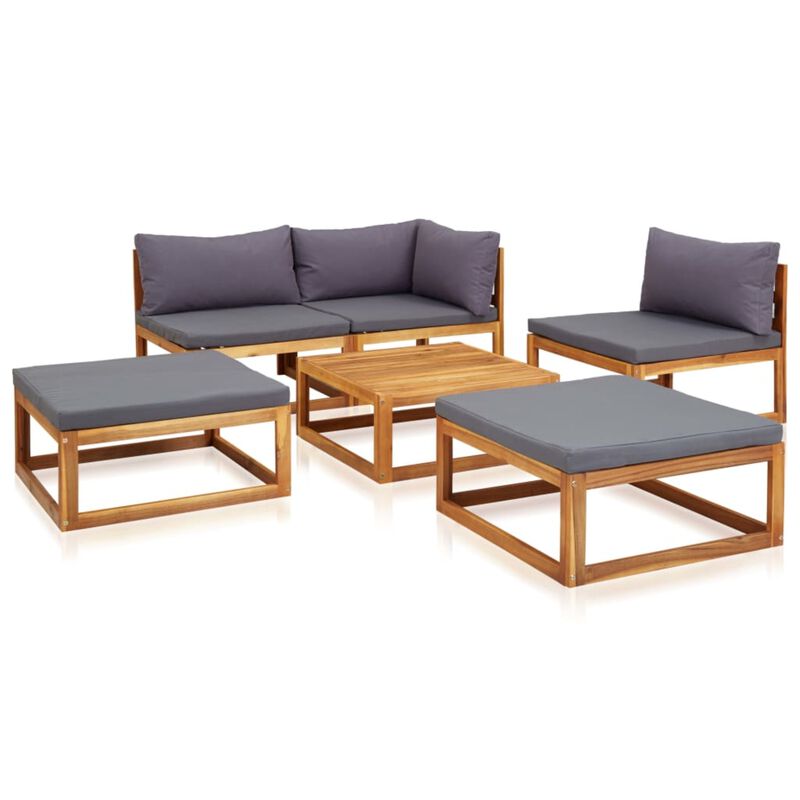 vidaXL 6 Piece Garden Lounge Set with Cushions Solid Acacia Wood