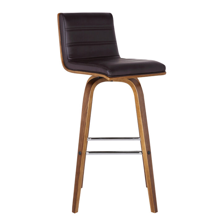 Vienna  Counter Height Swivel Cream Faux Leather and Walnut Wood Bar Stool