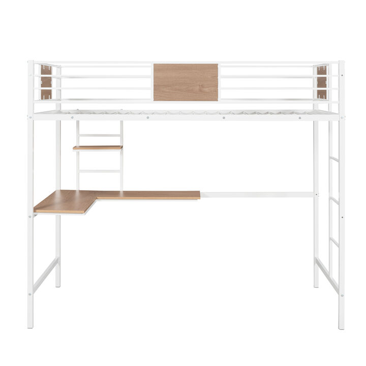 Merax Metal Loft Bed with Desk for Bedroom and Study Room