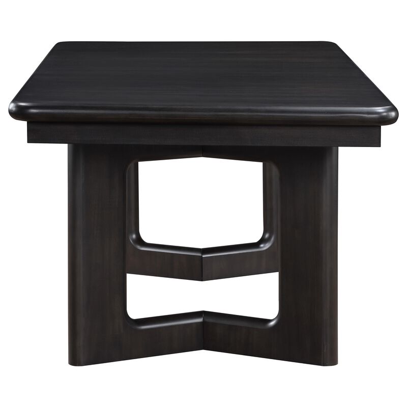 Hanna Dining Table, Extension Leaf, Dark Brown, Rectangular 66-84 Inch - Benzara