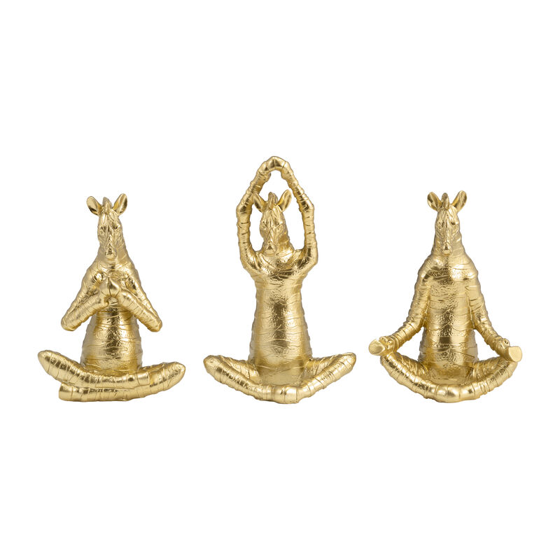 8" No Evil Zebras, Gold Set