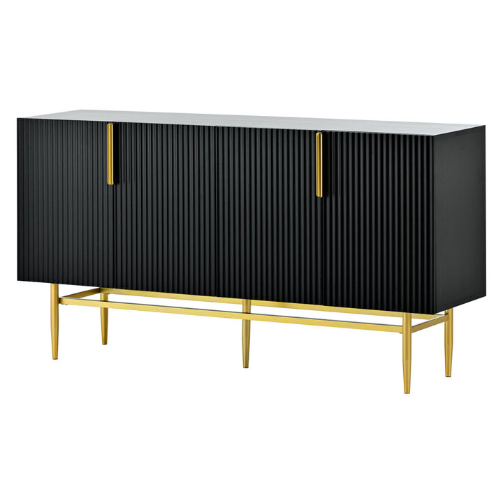 Modern Elegant 4-Door Sideboard Metal Handle Buffet Cabinet For Dining Room, Living Room