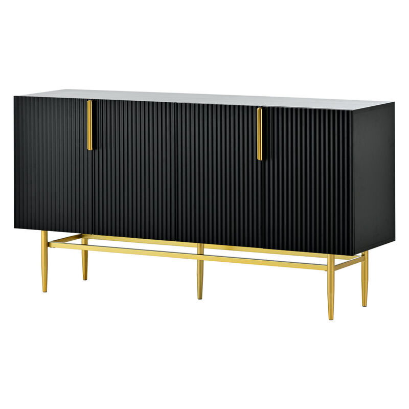 Modern Elegant 4-Door Sideboard Metal Handle Buffet Cabinet For Dining Room, Living Room