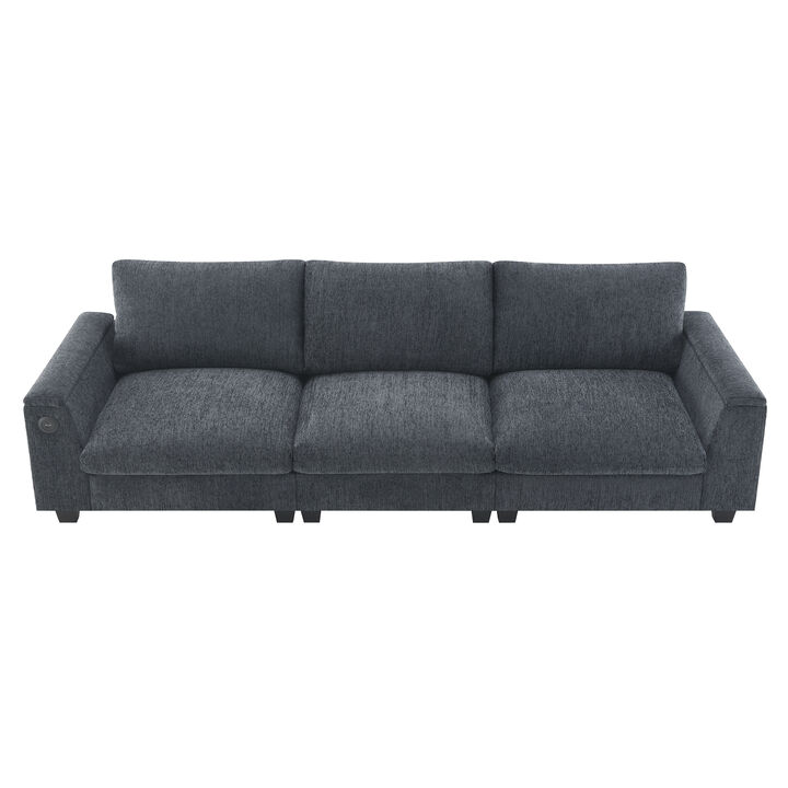 Merax Chenille Sectional Sofa with Bluetooth Speaker
