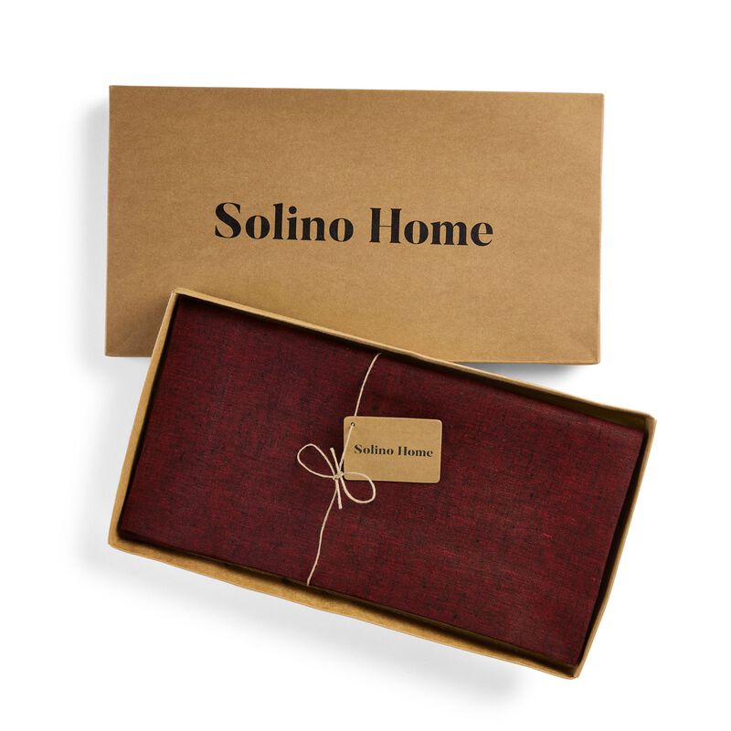 Solino Home 100% Pure Linen Table Throw 52 x 52 Inch | Athena