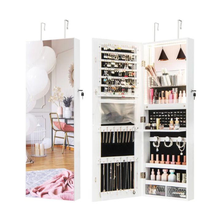 Hivvago Wall Mounted Jewelry Cabinet with Full-Length Mirror