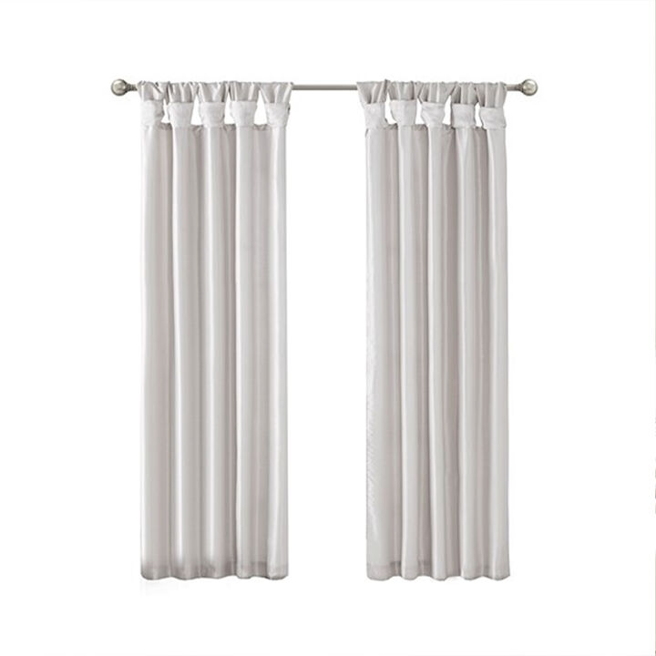 Gracie Mills Elroy Twist Tab Lined Faux Silk Window Curtain Panel - 50x108"