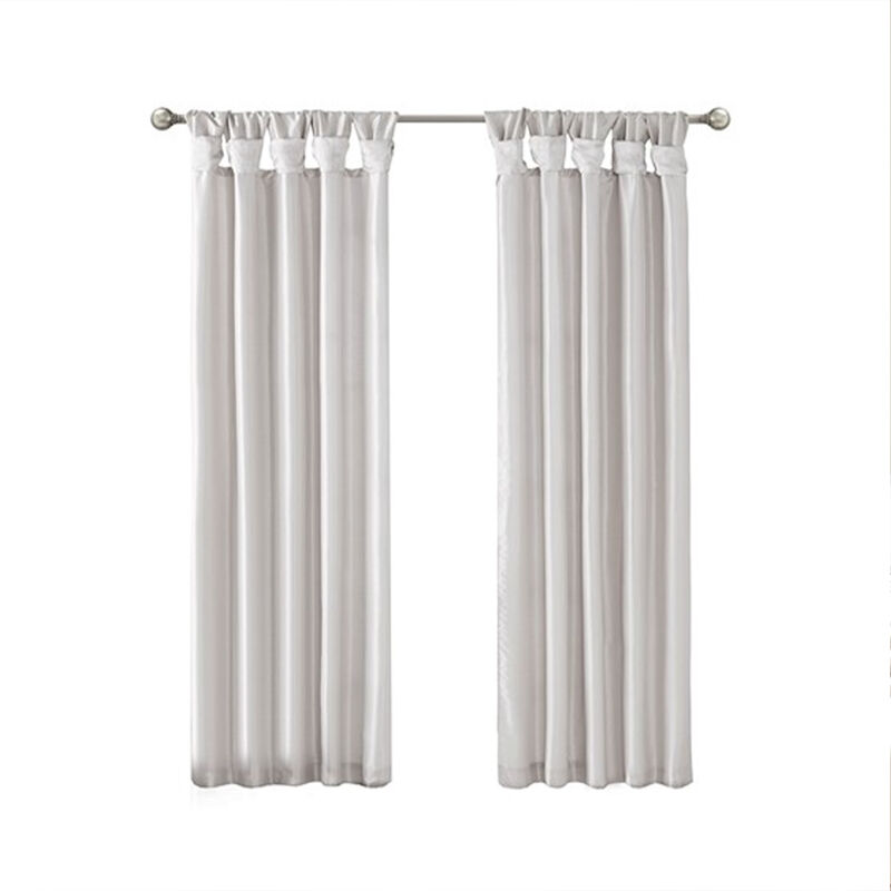 Gracie Mills Elroy Twist Tab Lined Faux Silk Window Curtain Panel - 50x108"