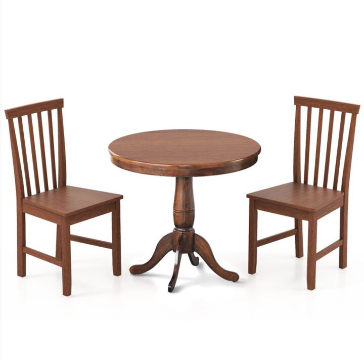 Hivvago 3 Pieces Wooden Dining Table and Chair Set for Cafe Kitchen Living Room