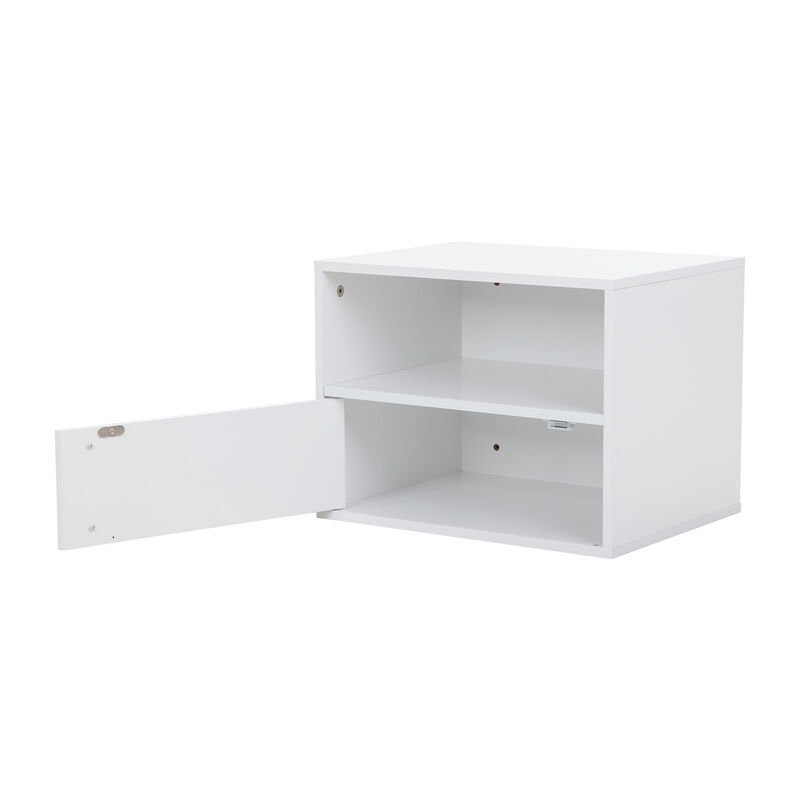 Jaxpety Set of 2 Modern Floating Nightstands, Wall Mounted End Table with Open Shelf for Bedroom Living Room, Warm White