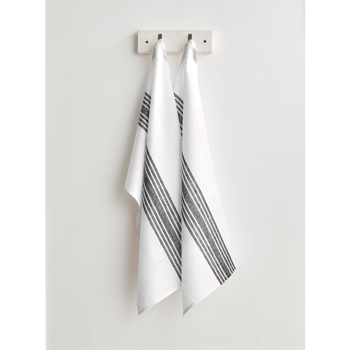 Solino Home 100% Pure Linen Kitchen Towels Set of 2 - 17 x 26 Inch | Farmhouse