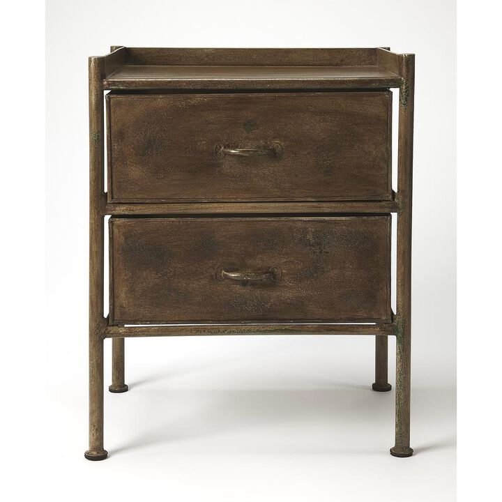 Industrial Bronze 2-Drawer Side Table, Belen Kox