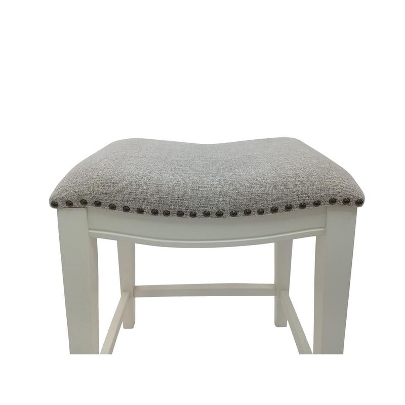 Carolina Living 25 Saddle Counter Stool - Set of 2 - Missouri White - Fawn Chenille Upholstery
