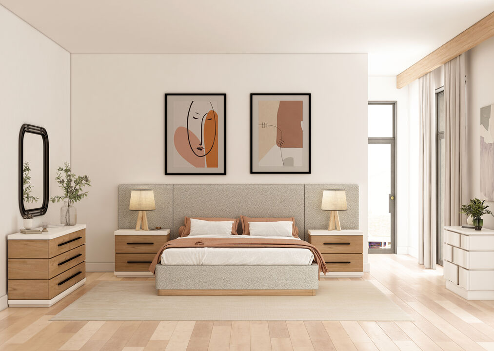 Portico Queen Upholstered Bed with End Panel
