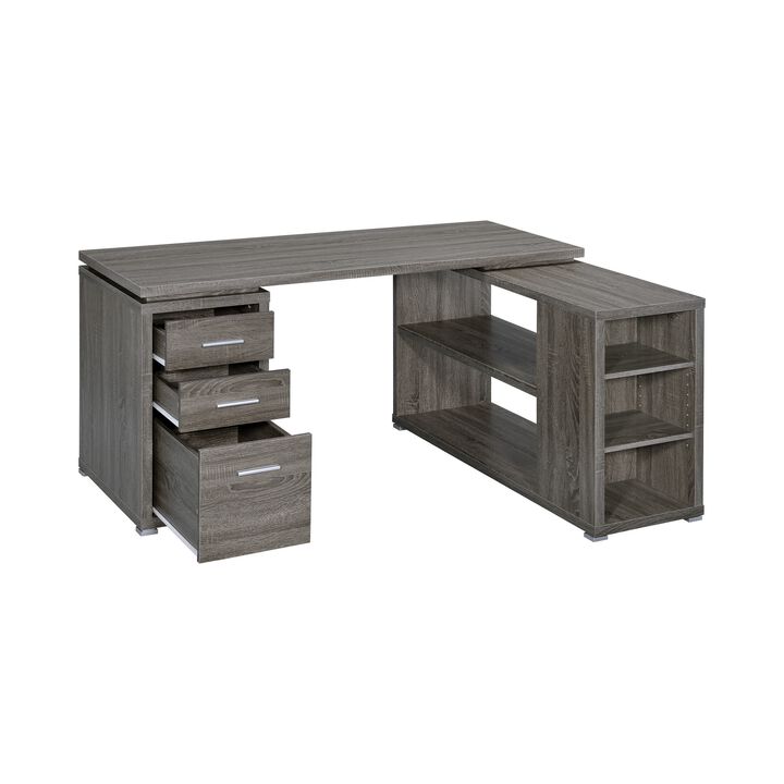 Modern Style Wooden Office Desk, Gray-Benzara