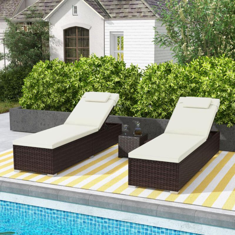 Hivvago Patio Chaise Lounge Set of 2 with Backrest Seat Cushion and Headrest