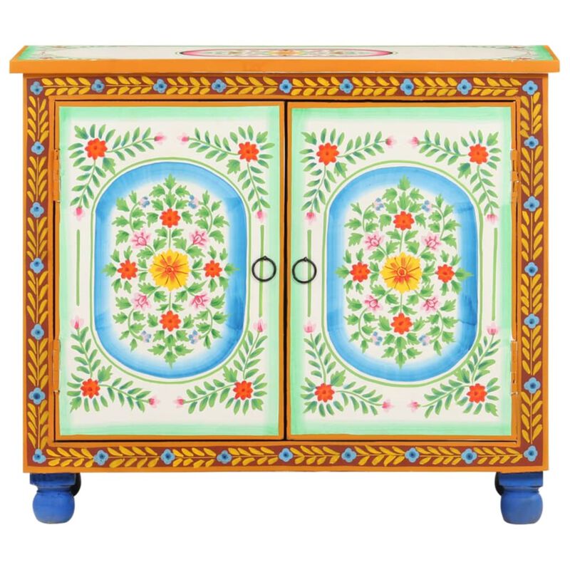 vidaXL Hand Painted Sideboard 27.6"x13.8"x23.6" Solid Mango Wood