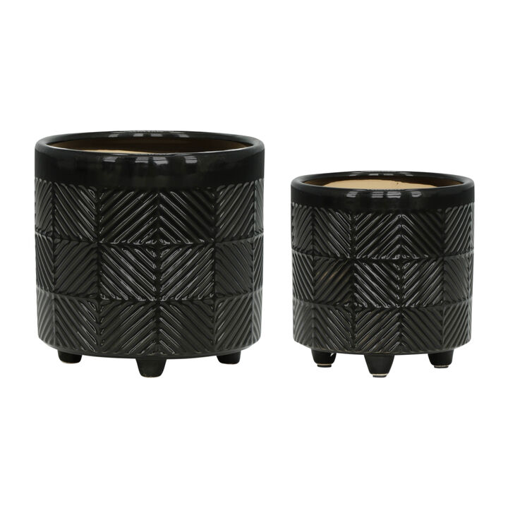 Textured Planters, Shiny Black