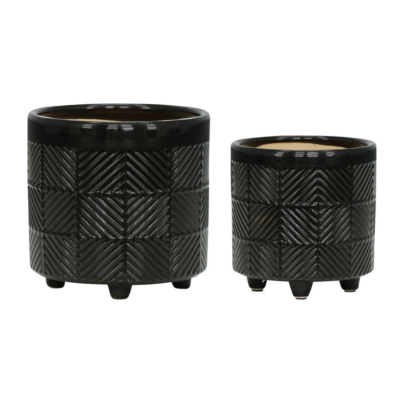 Textured Planters, Shiny Black