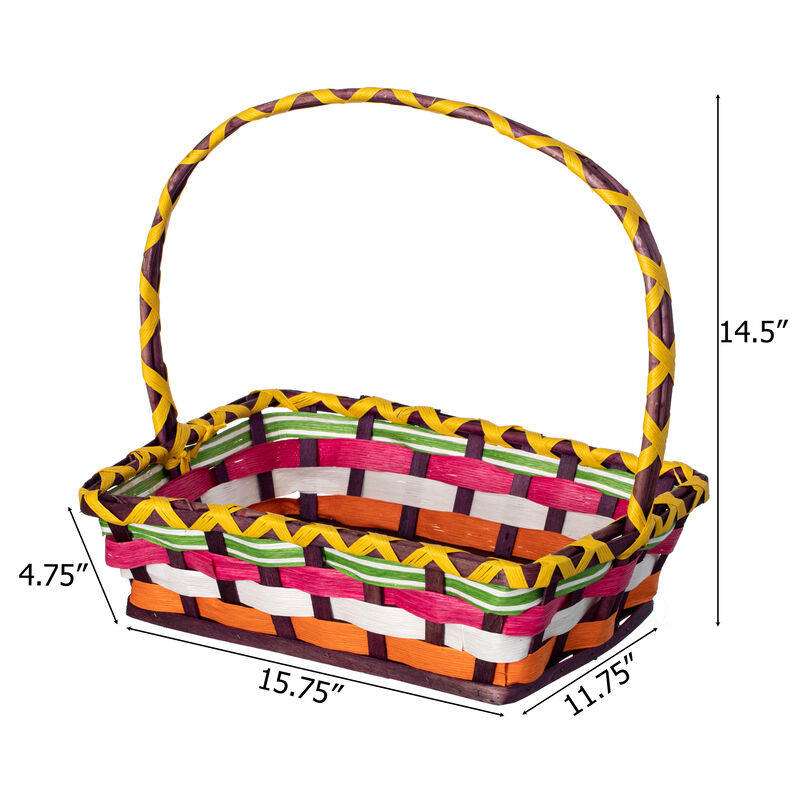 Wickerwise Vibrant Wicker Gift Basket – Versatile Woven Basket with Handle for Easter Candy, Fruit, Snacks, Garden Wedding Decor, Adult Easter Gifts, Party Favors, Kitchen Storage, and Garden Decor