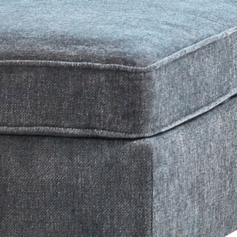 38 Inch Modern Ottoman, Smooth Gray Chenille Fabric, Plush Cushioned Seat-Benzara