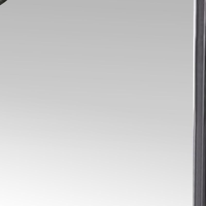 39 Inch Wood Mirror, Scooped Corners, Silver Trim, Charcoal Gray-Benzara