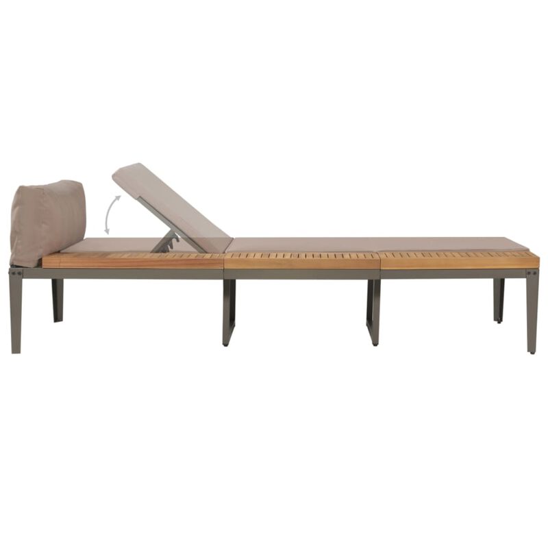 vidaXL Sun Lounger with Cushions Solid Acacia Wood Brown
