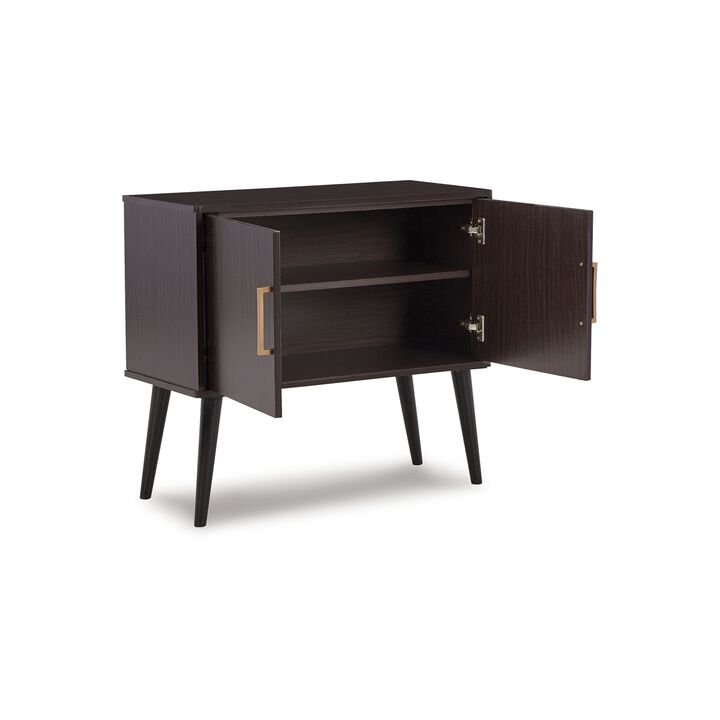 Kior Accent Cabinet, 2 Doors w Adjustable Shelf, Dark Brown 32 Inch - Benzara