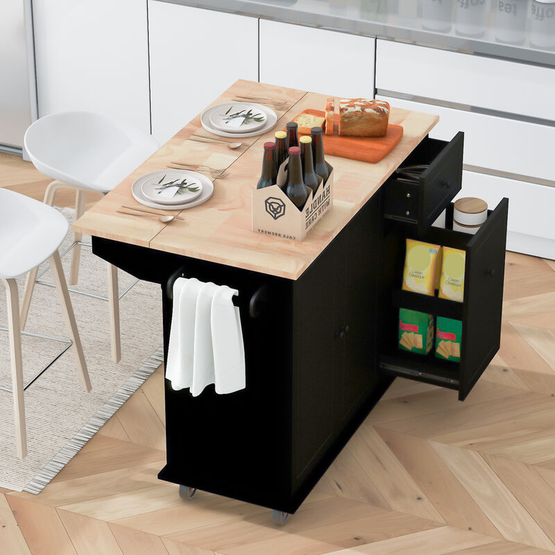 Streamdale Rolling Kitchen Cart with Drop Leaf & Storage